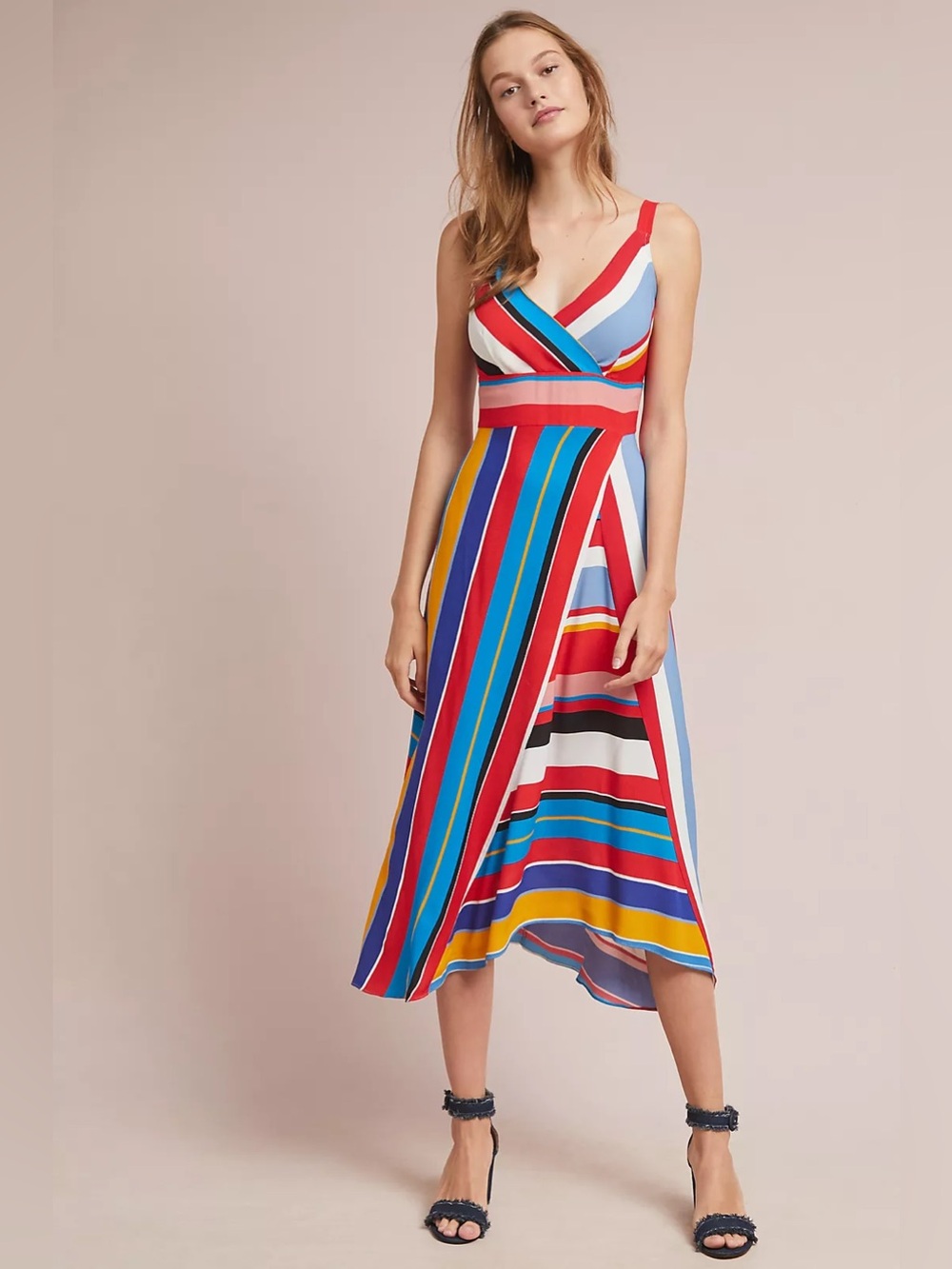 NWT Anthropologie Tracy Reese Striped Midi Dress - Seaside Stripe Size 10